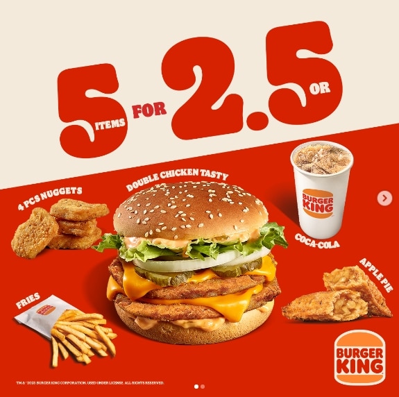 Burger King Oman 5 for 25 Offer